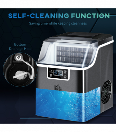 HOMCOM Counter Top Ice Maker Machine with Adjustable Cube Size Scoop Black