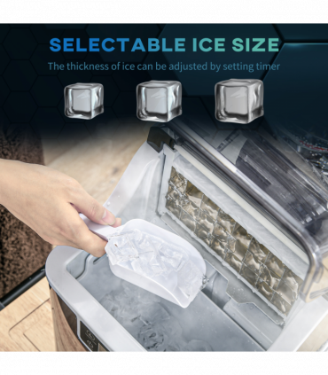 HOMCOM Counter Top Ice Maker Machine with Adjustable Cube Size Scoop Black
