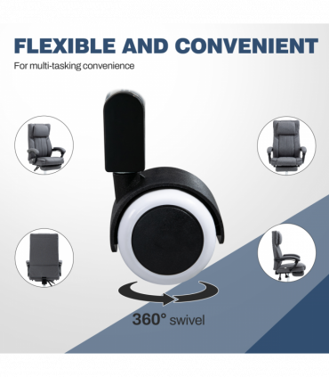 Office Chair Reclining with Headrest, Linen Dark Grey, 65W x 61D x 113Hcm