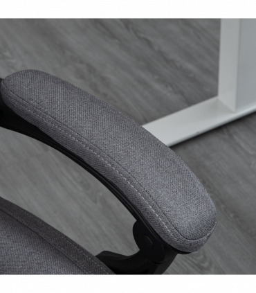 Office Chair Reclining with Headrest, Linen Dark Grey, 65W x 61D x 113Hcm