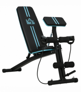 HOMCOM Foldable Dumbbell Bench Weight Training 7 Incline Adjustable, Blue