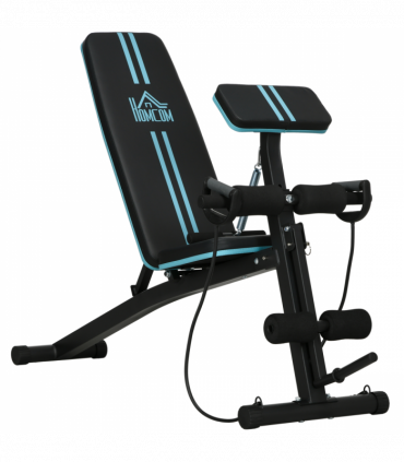 HOMCOM Foldable Dumbbell Bench Weight Training 7 Incline Adjustable, Blue