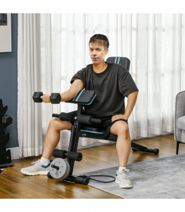 HOMCOM Foldable Dumbbell Bench Weight Training 7 Incline Adjustable, Blue