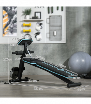 HOMCOM Foldable Dumbbell Bench Weight Training 7 Incline Adjustable, Blue