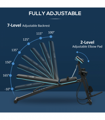 HOMCOM Foldable Dumbbell Bench Weight Training 7 Incline Adjustable, Blue