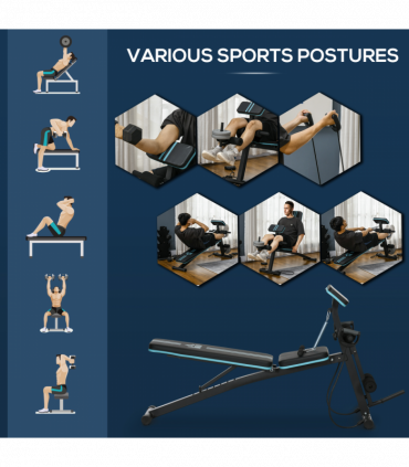 HOMCOM Foldable Dumbbell Bench Weight Training 7 Incline Adjustable, Blue