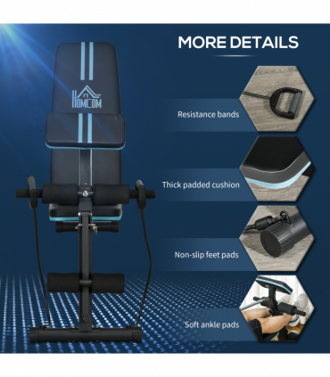 HOMCOM Foldable Dumbbell Bench Weight Training 7 Incline Adjustable, Blue