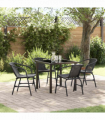 vidaXL Garden Dining Set 5 pcs Black Poly rattan