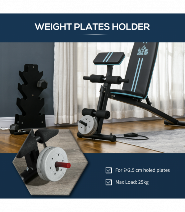 HOMCOM Foldable Dumbbell Bench Weight Training 7 Incline Adjustable, Blue