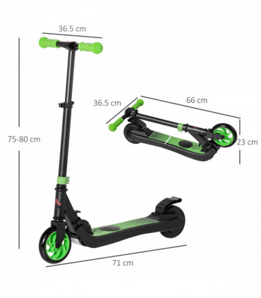 HOMCOM Folding Electric Scooter with Rear Wheel Brake, Green