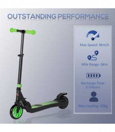 HOMCOM Folding Electric Scooter with Rear Wheel Brake, Green
