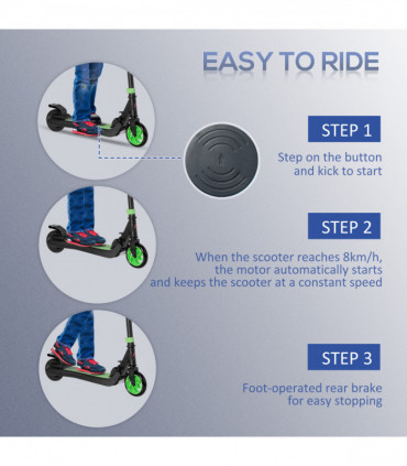 HOMCOM Folding Electric Scooter with Rear Wheel Brake, Green