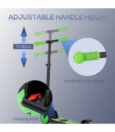 HOMCOM Folding Electric Scooter with Rear Wheel Brake, Green