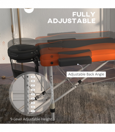 HOMCOM Portable Massage Table Beauty Therapy Couch Bed Spa Aluminum Orange