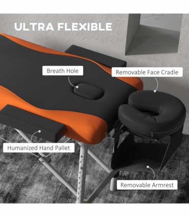 HOMCOM Portable Massage Table Beauty Therapy Couch Bed Spa Aluminum Orange