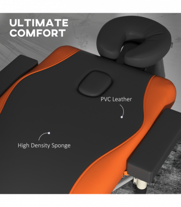 HOMCOM Portable Massage Table Beauty Therapy Couch Bed Spa Aluminum Orange