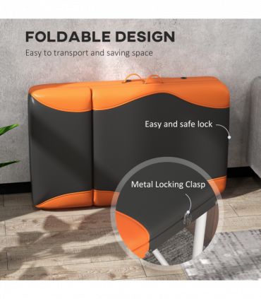 HOMCOM Portable Massage Table Beauty Therapy Couch Bed Spa Aluminum Orange