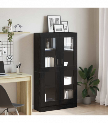 vidaXL Book Cabinet Black oak 82.5 x 30.5 x 150 cm Engineered Wood