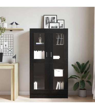 vidaXL Book Cabinet Black oak 82.5 x 30.5 x 150 cm Engineered Wood
