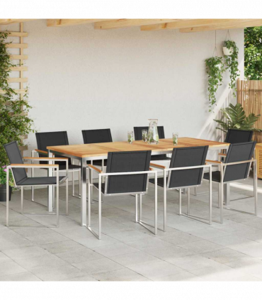 vidaXL Garden Dining Set 9 pcs Solid Wood Teak