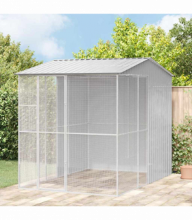 vidaXL Bird Cage with Storage Grey 215 x 310 x 247 cm Galvanised steel
