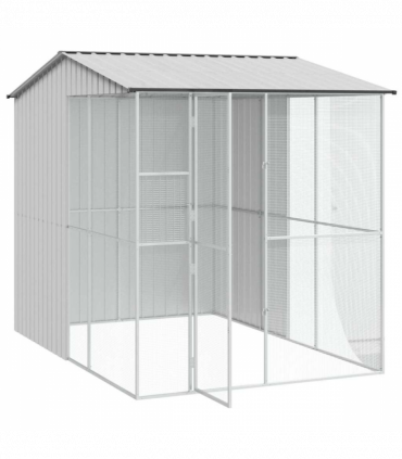 vidaXL Bird Cage with Storage Grey 215 x 310 x 247 cm Galvanised steel