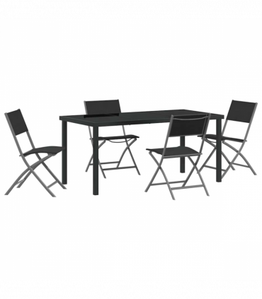 vidaXL Garden Dining Set Folding 5 pcs Black Textilene and steel