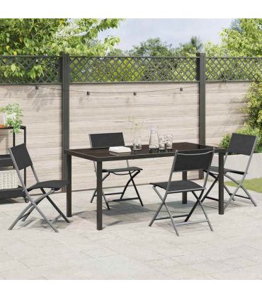 vidaXL Garden Dining Set Folding 5 pcs Black Textilene and steel