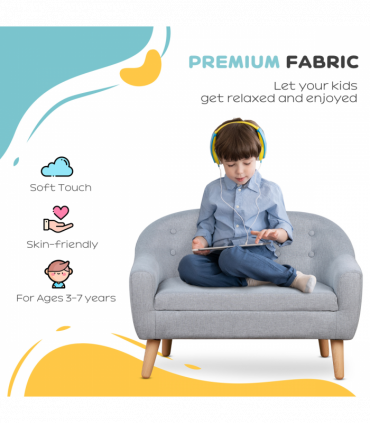 Kids Mini Sofa Children Armchair Seating Chair Bedroom Playroom Furniture Grey