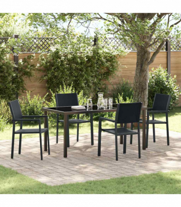 vidaXL Garden Dining Set 5 pcs Black Poly rattan