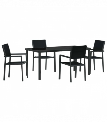 vidaXL Garden Dining Set 5 pcs Black Poly rattan