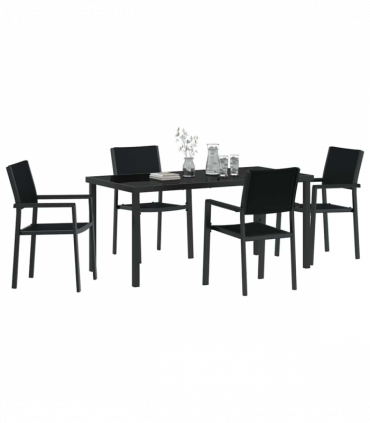 vidaXL Garden Dining Set 5 pcs Black Poly rattan