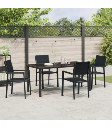 vidaXL Garden Dining Set 5 pcs Black Poly rattan
