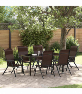 vidaXL Garden Dining Set Height-Adjustable 7 pcs Brown Poly rattan