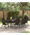 vidaXL Garden Dining Set Height-Adjustable 7 pcs Brown Poly rattan