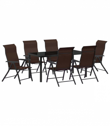 vidaXL Garden Dining Set Height-Adjustable 7 pcs Brown Poly rattan