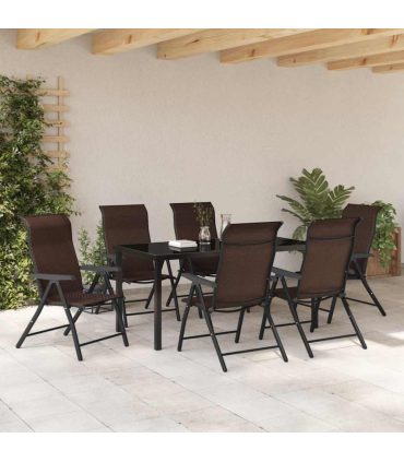 vidaXL Garden Dining Set Height-Adjustable 7 pcs Brown Poly rattan