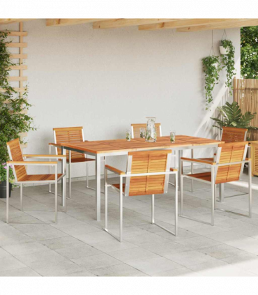 vidaXL Garden Dining Set 7 pcs Solid Wood Acacia