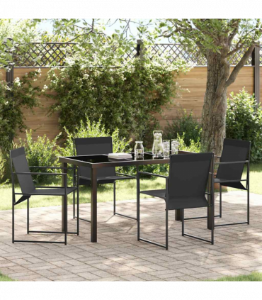 vidaXL Garden Dining Set 5 pcs Black Textilene & & Powder-coated steel