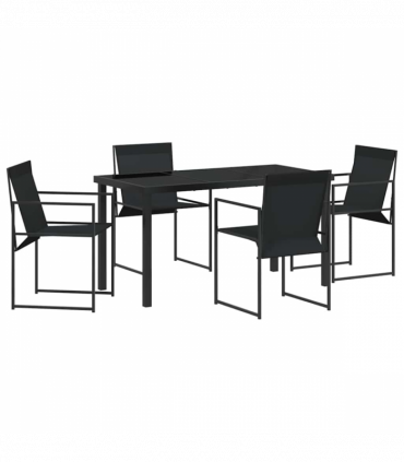 vidaXL Garden Dining Set 5 pcs Black Textilene & & Powder-coated steel