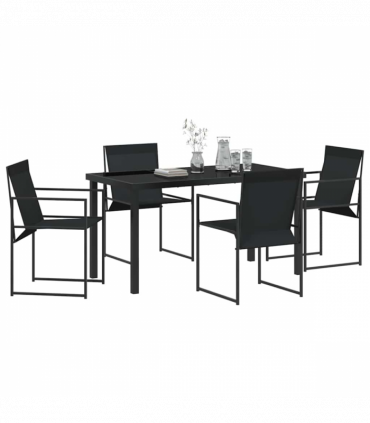 vidaXL Garden Dining Set 5 pcs Black Textilene & & Powder-coated steel