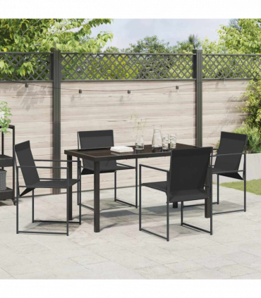vidaXL Garden Dining Set 5 pcs Black Textilene & & Powder-coated steel