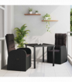 vidaXL Garden Dining Set with Cushion 3 pcs Black Poly rattan
