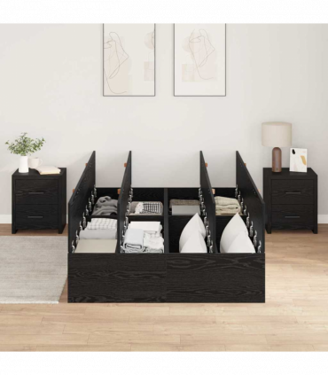 vidaXL Bed Frame Black oak 200 x 120 x 31.5 cm Engineered wood