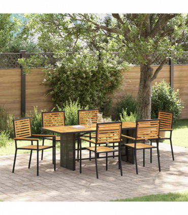 vidaXL Garden Dining Set 5 pcs Black 190 x 80 x 75 cm Poly Rattan