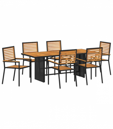 vidaXL Garden Dining Set 5 pcs Black 190 x 80 x 75 cm Poly Rattan