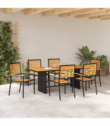 vidaXL Garden Dining Set 5 pcs Black 190 x 80 x 75 cm Poly Rattan