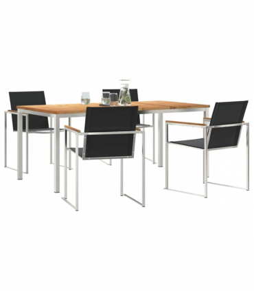 vidaXL Garden Dining Set 5 pcs Solid Wood Teak