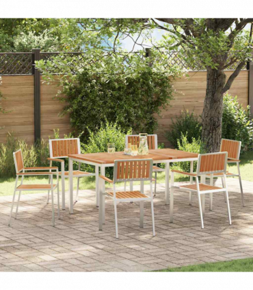 vidaXL Garden Dining Set 7 pcs Brown Solid teak wood