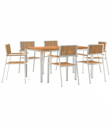 vidaXL Garden Dining Set 7 pcs Brown Solid teak wood